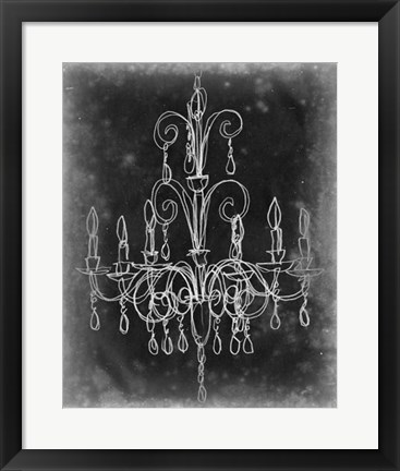 Framed Chalkboard Chandelier Sketch II Print