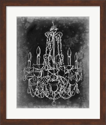 Framed Chalkboard Chandelier Sketch III Print