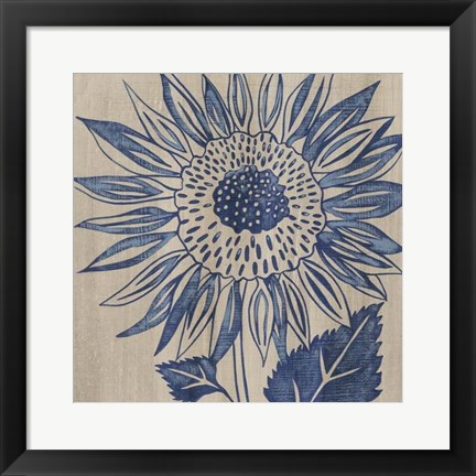 Framed Indigo Sunflower Print