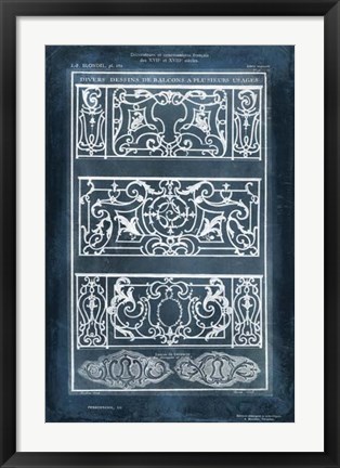 Framed Ornamental Iron Blueprint I Print