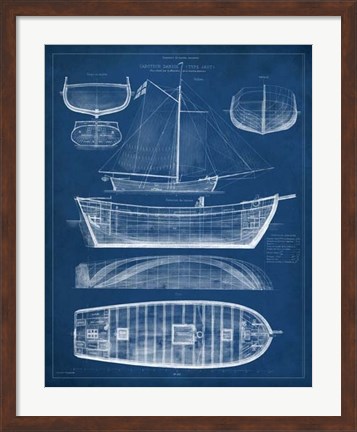 Framed Antique Ship Blueprint II Print