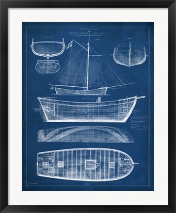 Framed Antique Ship Blueprint II Print