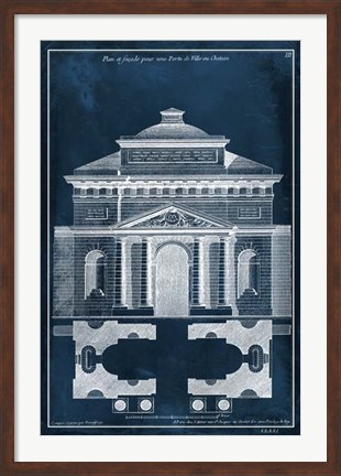 Framed Palace Facade Blueprint II Print