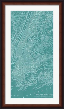 Framed Graphic Map of New York Print