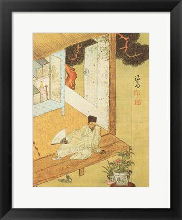 Framed Taking a Rest after Reading Books Print