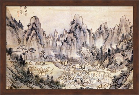 Framed Pyohun Temple at Diamond Mountains Print