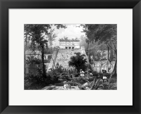 Framed Mayan Indian monument in the Yucatan Penninsula of Mexico Print