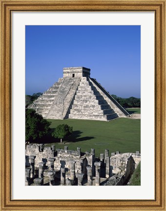 Framed Ancient structures, El Castillo, Chichen Itza (Mayan), Mexico Print