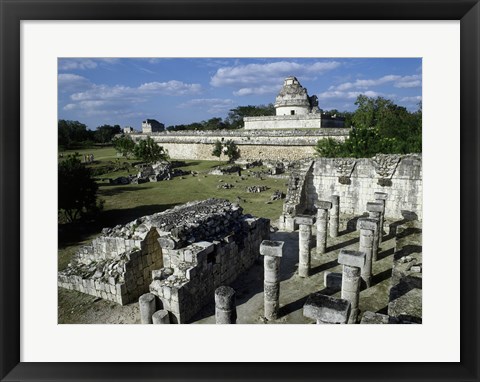 Framed Old ruins of an observatory, Chichen Itza Print