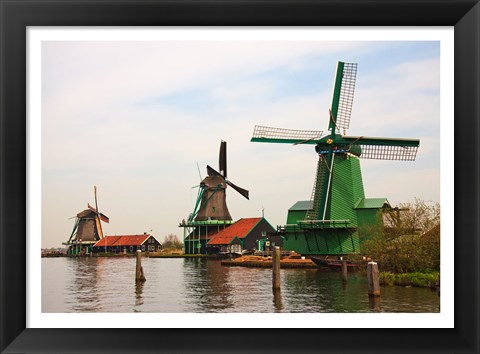 Framed Dutch Zaanse Schans Windmills photograph Print