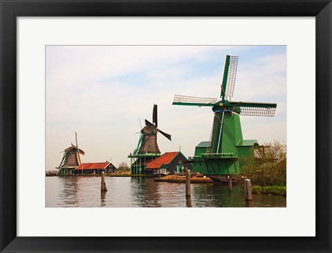 Framed Dutch Zaanse Schans Windmills photograph Print