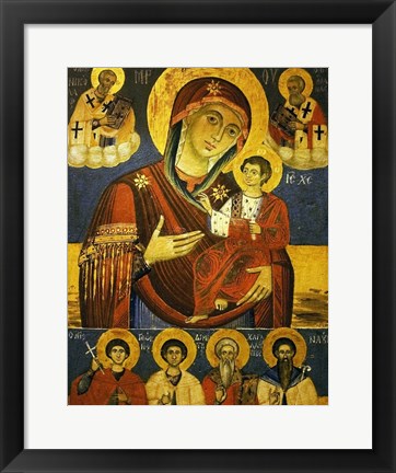 Framed God&#39;s Mother Showing the Way with Chosen Saints Print