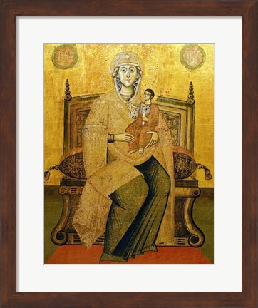 Framed God&#39;s Mother On The Throne Print