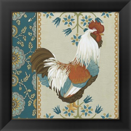 Framed Cottage Rooster II Print