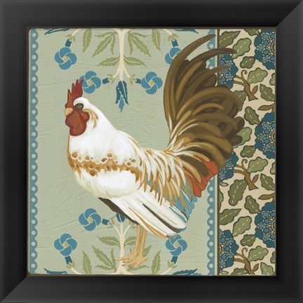 Framed Cottage Rooster III Print