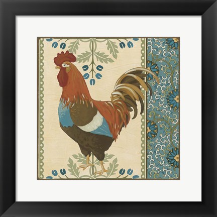 Framed Cottage Rooster V Print