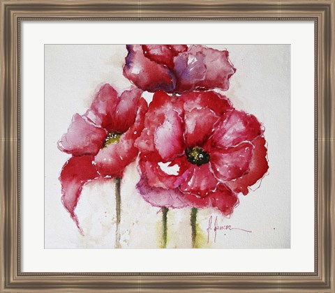 Framed Fuchsia Poppies I Print