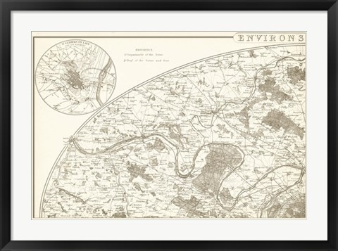 Framed Sepia Environs Paris I Print