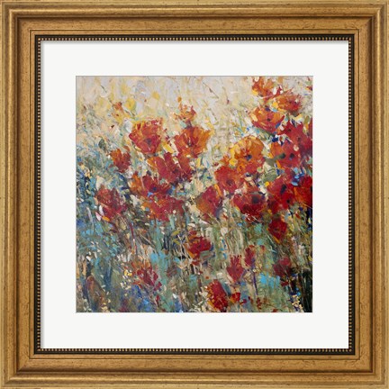 Framed Red Poppy Field I Print