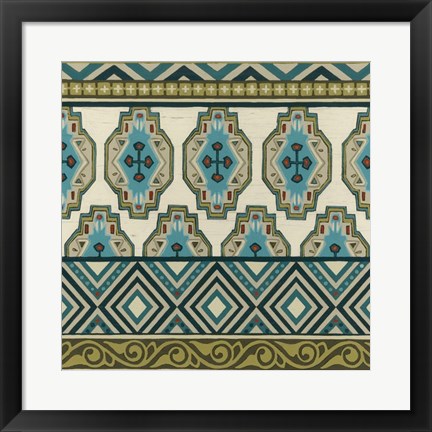 Framed Turquoise Textile IV Print