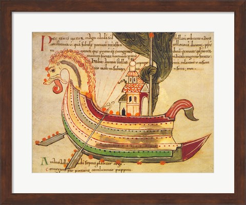 Framed Viking Dragon Ship Print