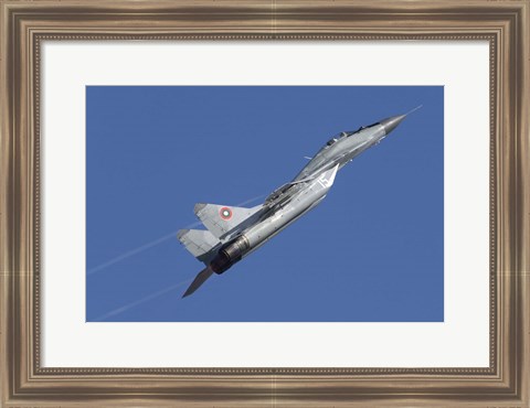 Framed Bulgarian Air Force MiG-29 aircraft taking off over Bulgaria Print