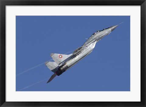 Framed Bulgarian Air Force MiG-29 aircraft taking off over Bulgaria Print