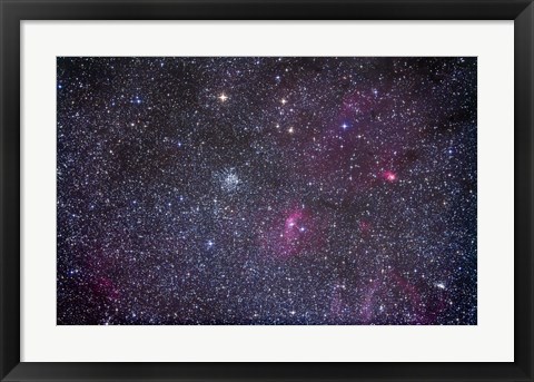 Framed Open cluster Messier 52 and the Bubble Nebula in the constellation Cassiopeia Print