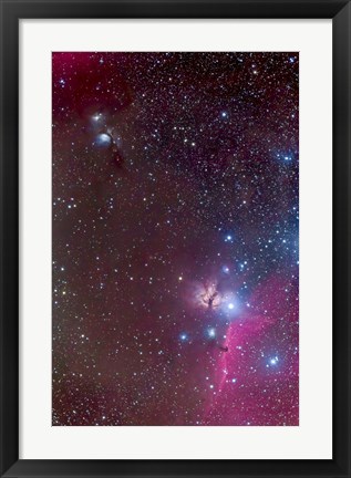 Framed Area around the Belt of Orion, with the Horsehead and Flame Nebula Print