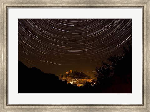 Framed Star trails above Kavir National Park, Iran Print