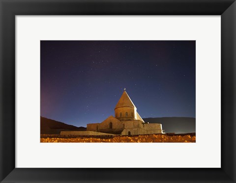 Framed Starry night sky above Saint Thaddeus Monastery, Iran Print