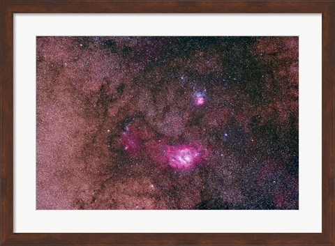 Framed Lagoon Nebula and Trifid Nebula in the constellation Sagittarius Print