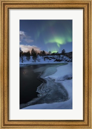 Framed Aurora Borealis over Tennevik River, Troms, Norway Print