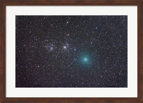 Framed Comet Hartley 2 as it approaches the Double Cluster in Perseus Print