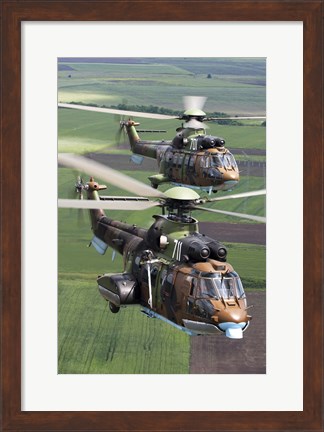 Framed Pair of Bulgarian Air Force Eurocopter AS532 AL Cougar helicopters Print