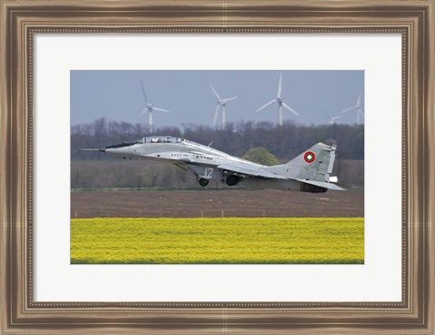 Framed Bulgarian Air Force MiG-29UB aircraft taking off Print