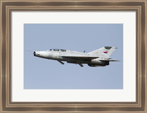 Framed Serbian Air Force MiG-21UM jet fighter Print