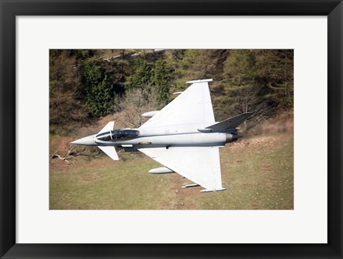 Framed Eurofighter Typhoon F2 aircraft of the Royal Air Force low flying over North Wales Print