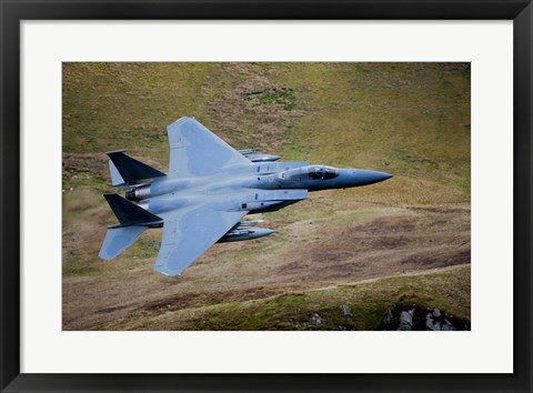 Framed F-15E Strike Eagle low flying over North Wales Print