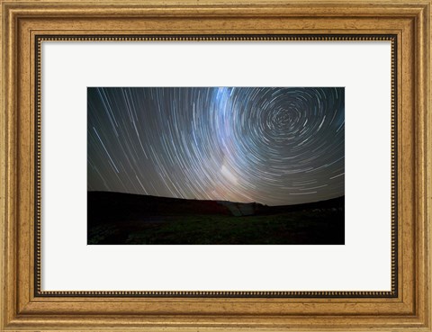 Framed Star trails around the south celestial pole, Somuncura, Argentina Print
