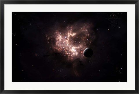 Framed emission nebula is viewed from nearby an inhabited system Print