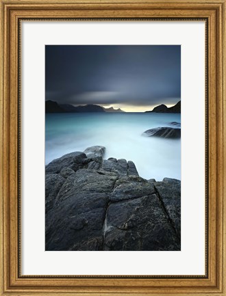 Framed long exposure scene at Haukland Beach in Lofoten, Norway Print