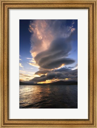 Framed massive stacked lenticular cloud over Tjedsundet in Troms County, Norway Print