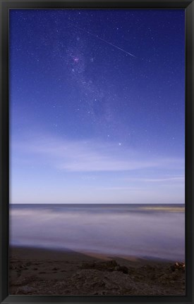 Framed meteor crossing the Milky Way, Miramar, Argentina Print