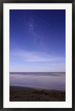 Framed meteor crossing the Milky Way, Miramar, Argentina Print