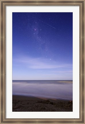 Framed meteor crossing the Milky Way, Miramar, Argentina Print