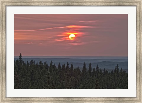 Framed Sunset at Horseshoe Canyon, Cypress Hills Interprovincial Park, Alberta, Canada Print
