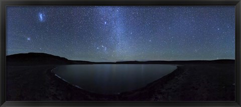 Framed panoramic view of the Milky Way and La Azul lagoon in Somuncura, Argentina Print