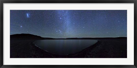 Framed panoramic view of the Milky Way and La Azul lagoon in Somuncura, Argentina Print