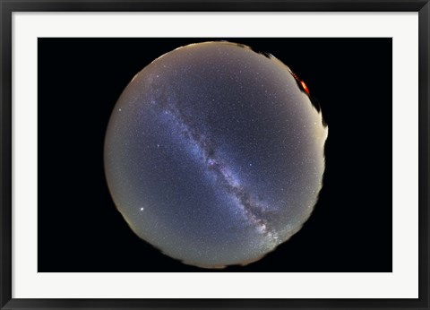 Framed Fish-eye lens view of sky with Milky Way Print